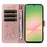 For Samsung Galaxy A57 5G Case Cat Pattern Imprint Leather Phone Cover with Wrist Strap - Rose Gold - 2