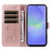 For Samsung Galaxy A37 5G Case Cat Pattern Imprint Leather Phone Cover with Wrist Strap - Rose Gold - 2