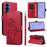 For Samsung Galaxy S26+ Leather Wallet Case with Strap Dandelion Imprint Phone Stand Cover - Red - 1