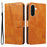 For Samsung Galaxy A37 5G Wallet Case T-Shape Lines Leather Phone Cover Stand - Brown - 1