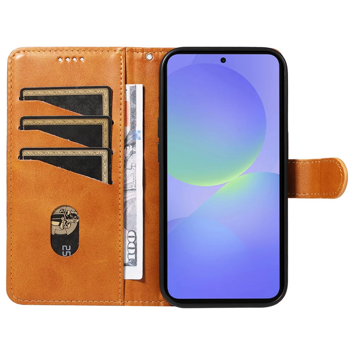 For Samsung Galaxy A37 5G Wallet Case T-Shape Lines Leather Phone Cover Stand - Brown - 2