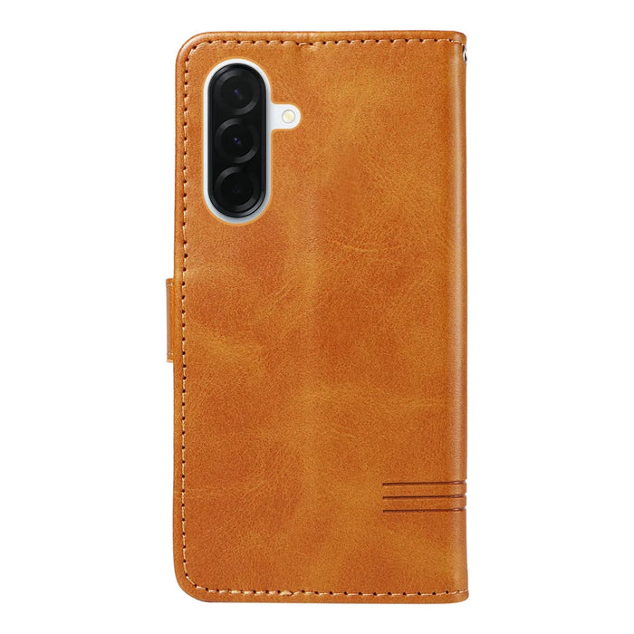 For Samsung Galaxy A37 5G Wallet Case T-Shape Lines Leather Phone Cover Stand - Brown - 7