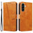For Samsung Galaxy A57 5G Wallet Case T-Shape Lines Leather Phone Cover Stand - Brown - 1