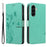 For Samsung Galaxy A57 5G PU Leather Cases Flower Pattern Wallet Stand Phone Cover with Strap - Green - 1