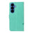 For Samsung Galaxy S26+ PU Leather Cases Flower Pattern Wallet Stand Phone Cover with Strap - Green - 6