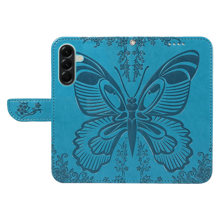 For Samsung Galaxy A57 5G Case Butterfly Pattern PU Leather Folio Flip Phone Cover -  Blue - 3