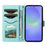 For Samsung Galaxy A37 5G Wallet Case Rhombus Leather Phone Cover with Strap - Green - 2