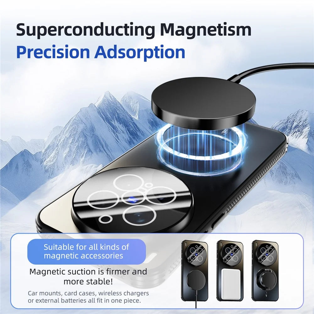 ABEEL For vivo X300 Pro 5G Magnetic Case TPU PC Cooling Matte Phone Back Cover with Lens Film - Black - 3
