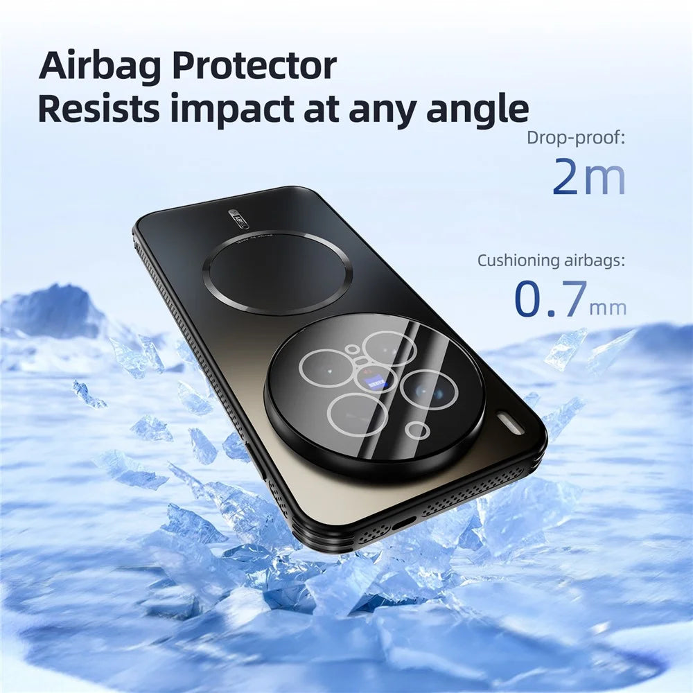 ABEEL For vivo X300 Pro 5G Magnetic Case TPU PC Cooling Matte Phone Back Cover with Lens Film - Black - 4