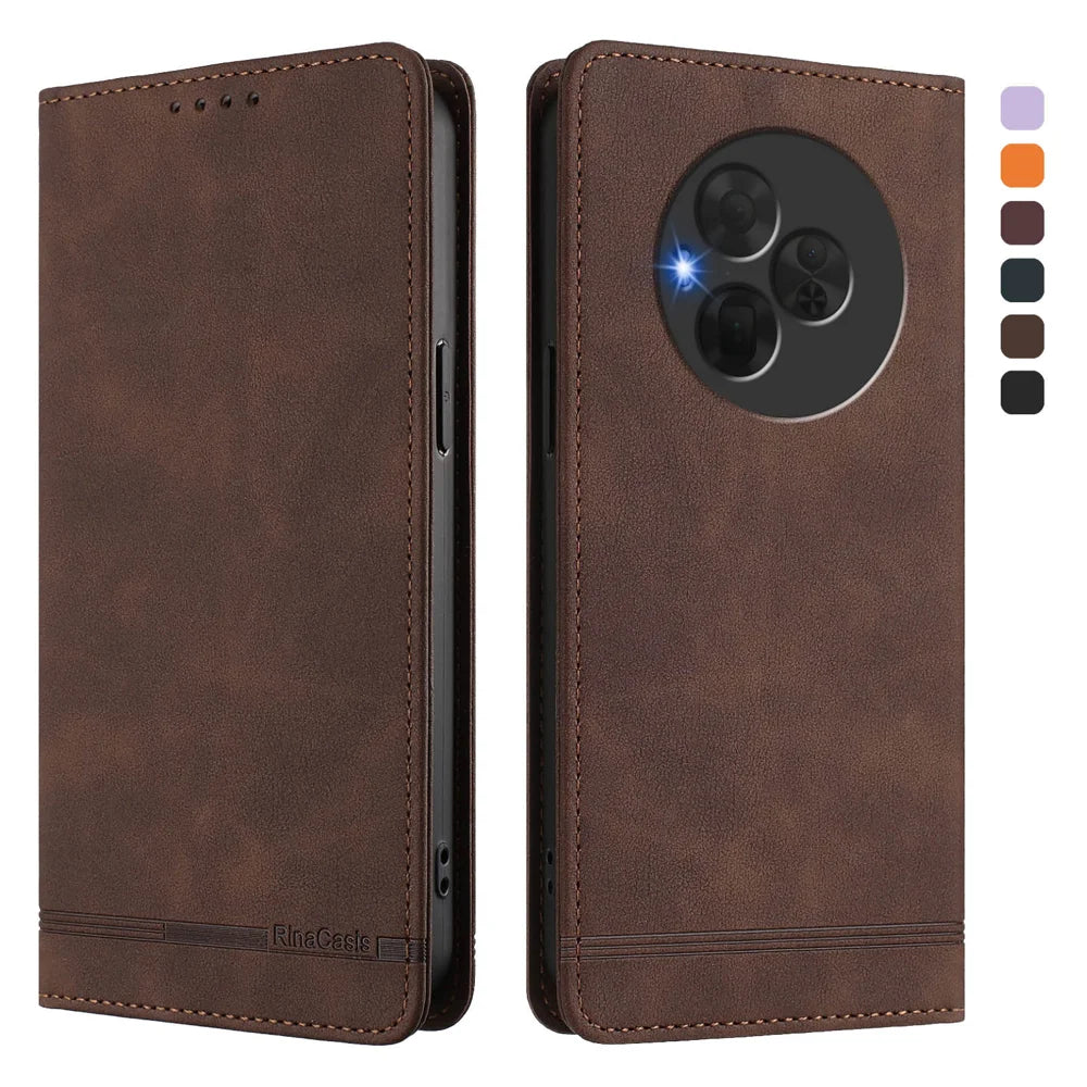 For TCL NxtPaper 60 Ultra 5G Case RINACASIS RC23 RFID Blocking Wallet Stand PU Leather Phone Cover - Brown - 1