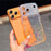 For iPhone 18 Pro Max / 17 Pro Max Case Glitter Epoxy Design TPU Protective Case with Sparkly Rhinestone Decor Wave Frame - Gradient Yellow - 3