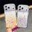For iPhone 18 Pro Max / 17 Pro Max Case Glitter Epoxy Design TPU Protective Case with Sparkly Rhinestone Decor Wave Frame - Gradient Yellow - 6