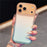 For iPhone  18 Pro / 17  Pro Case Rhinestone Decor Wave Frame Gradient Design TPU Phone Cover - Orange / Green - 1