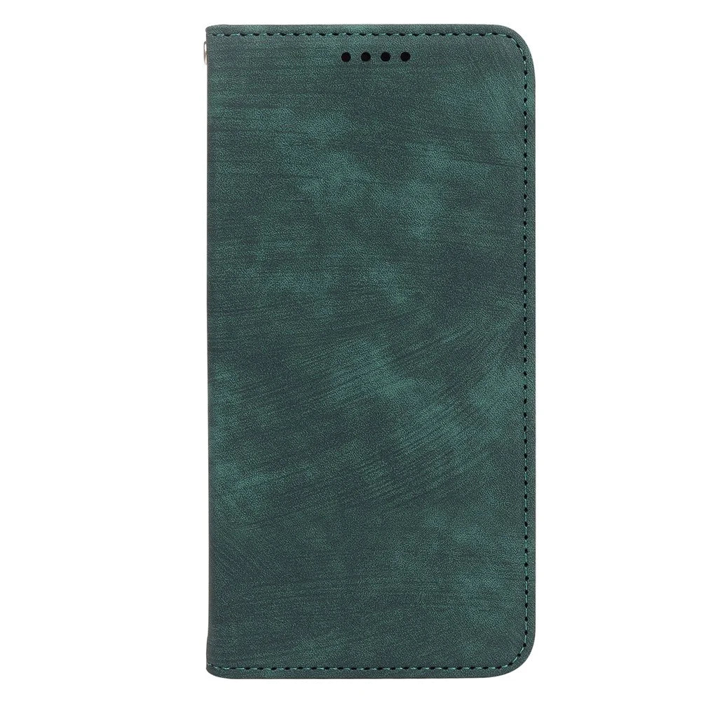 For Samsung Galaxy S26+ Case Strong Magnetic Leather Wallet Phone Cover with Striped Texture - Green - 5