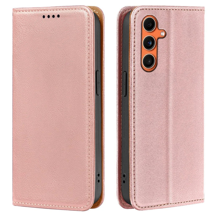 For Samsung Galaxy S26+ Case Wallet RFID Blocking Leather Phone Cover Strong Magnetic Closure - Rose Gold - 1