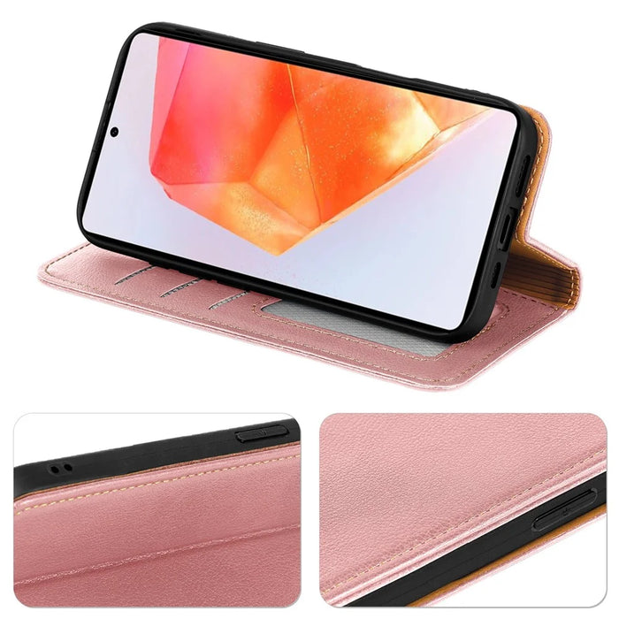 For Samsung Galaxy S26+ Case Wallet RFID Blocking Leather Phone Cover Strong Magnetic Closure - Rose Gold - 3