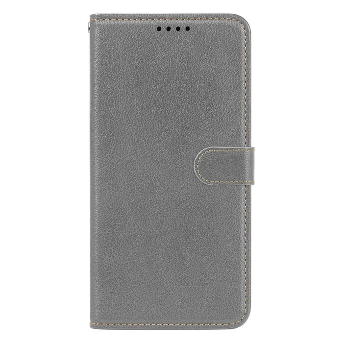 For Samsung Galaxy S26 Case RFID Blocking Wallet Litchi Texture Leather Phone Cover Magnetic Clasp - Grey - 5