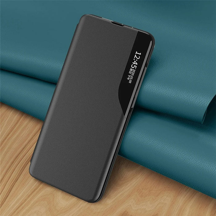 Shockproof Case for Samsung Galaxy S23+ PU Leather Folio Flip Cover Anti-Fall View Window Phone Case with Stand - Black - 3