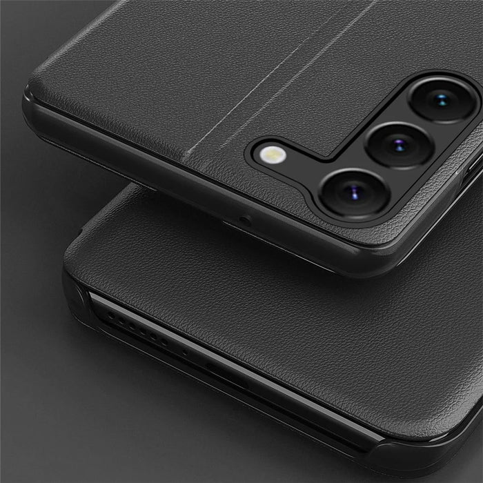 Shockproof Case for Samsung Galaxy S23+ PU Leather Folio Flip Cover Anti-Fall View Window Phone Case with Stand - Black - 4
