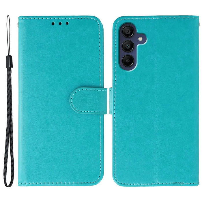 For Samsung Galaxy S26 Case PU Leather Flip Wallet Phone Cover with Strap - Blue - 1