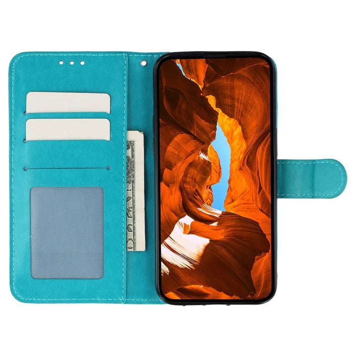 For Samsung Galaxy S26 Case PU Leather Flip Wallet Phone Cover with Strap - Blue - 2