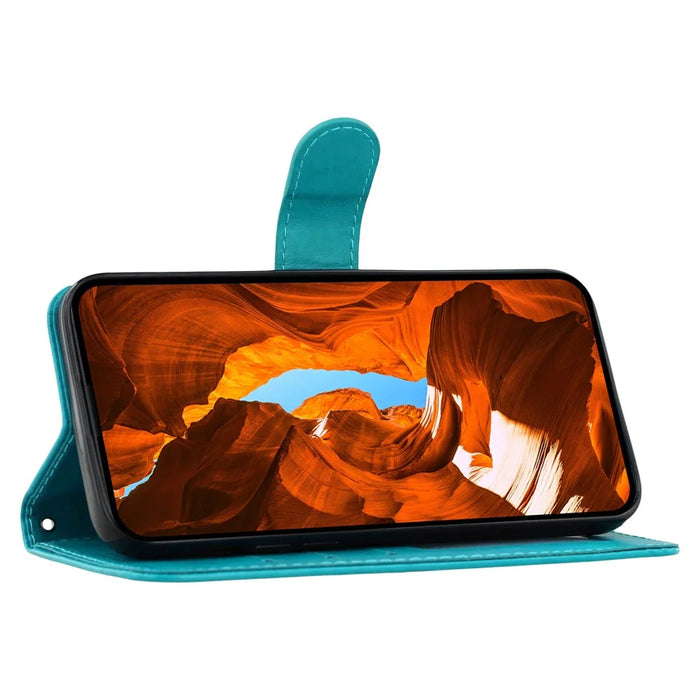 For Samsung Galaxy S26 Case PU Leather Flip Wallet Phone Cover with Strap - Blue - 3