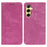 For Samsung Galaxy A37 5G Case Strong Magnetic Leather Wallet Phone Cover with Striped Texture - Rose - 1