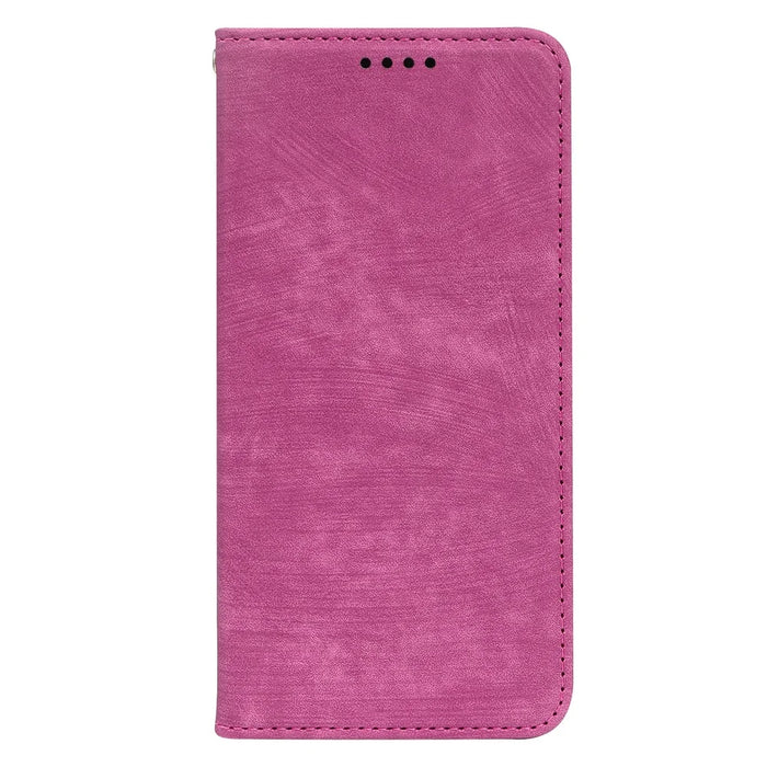 For Samsung Galaxy A37 5G Case Strong Magnetic Leather Wallet Phone Cover with Striped Texture - Rose - 5