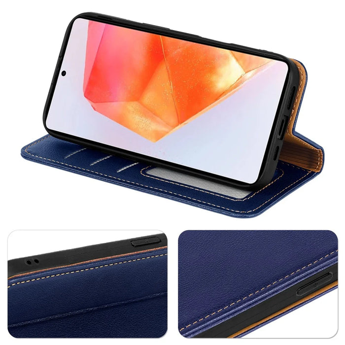 For Samsung Galaxy A27 5G Case Wallet RFID Blocking Leather Phone Cover Strong Magnetic Closure - Blue - 3
