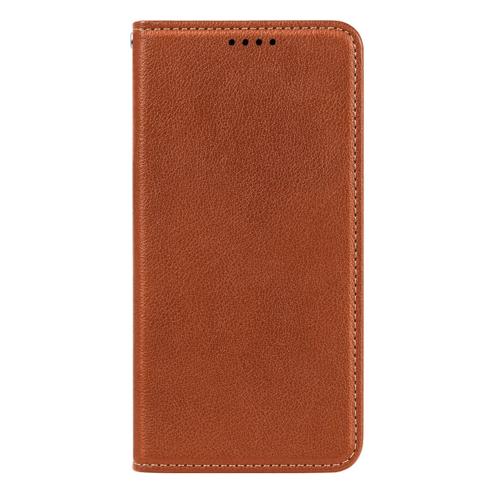For Samsung Galaxy A57 5G Case Wallet RFID Blocking Leather Phone Cover Strong Magnetic Closure - Brown - 5