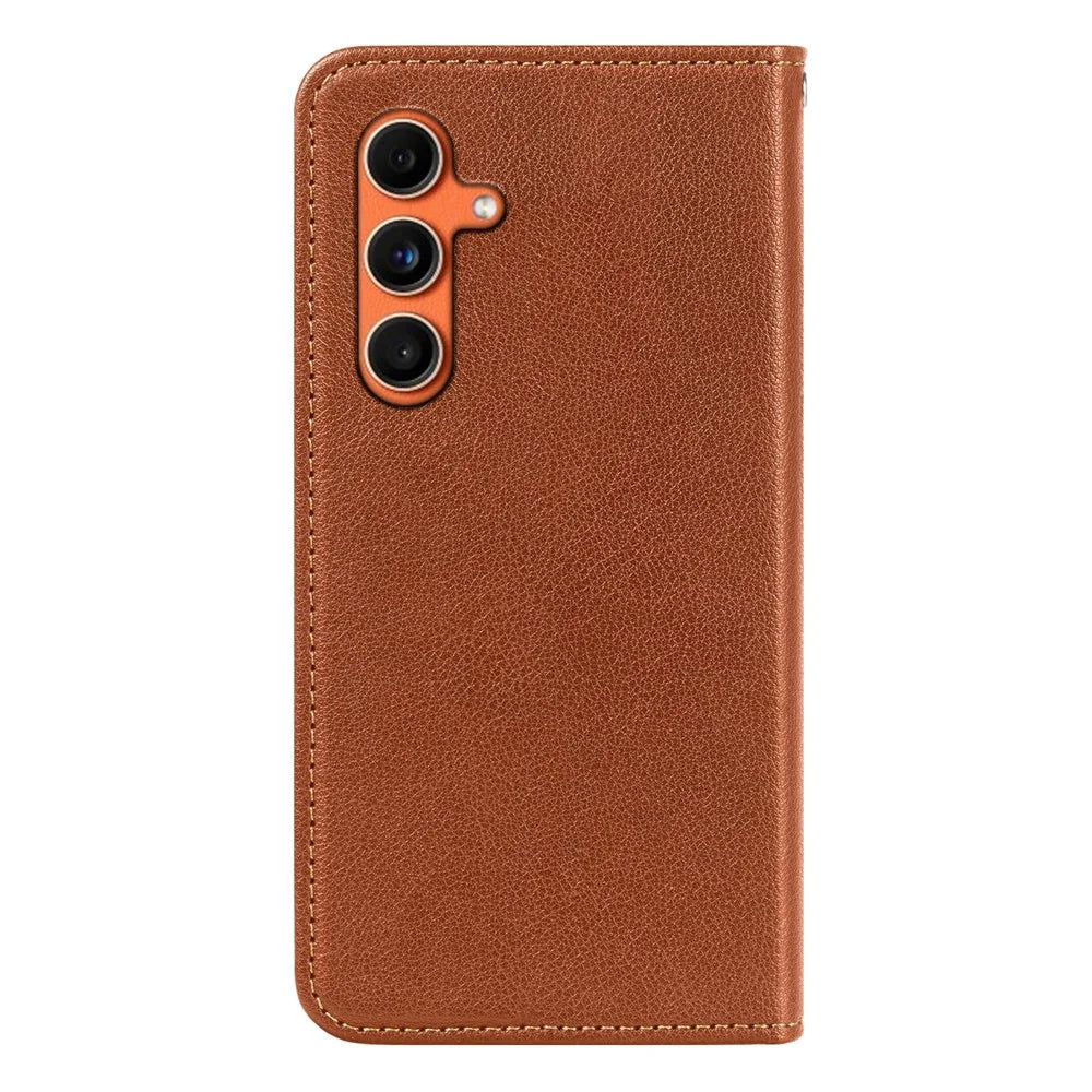 For Samsung Galaxy A57 5G Case Wallet RFID Blocking Leather Phone Cover Strong Magnetic Closure - Brown - 6