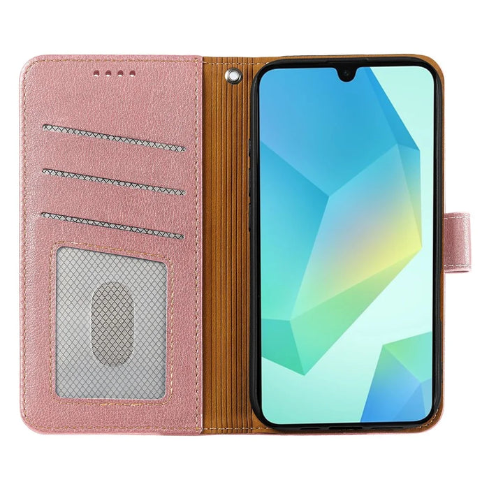 For Samsung Galaxy A57 5G Case RFID Blocking Wallet Litchi Texture Leather Phone Cover Magnetic Clasp - Rose Gold - 2