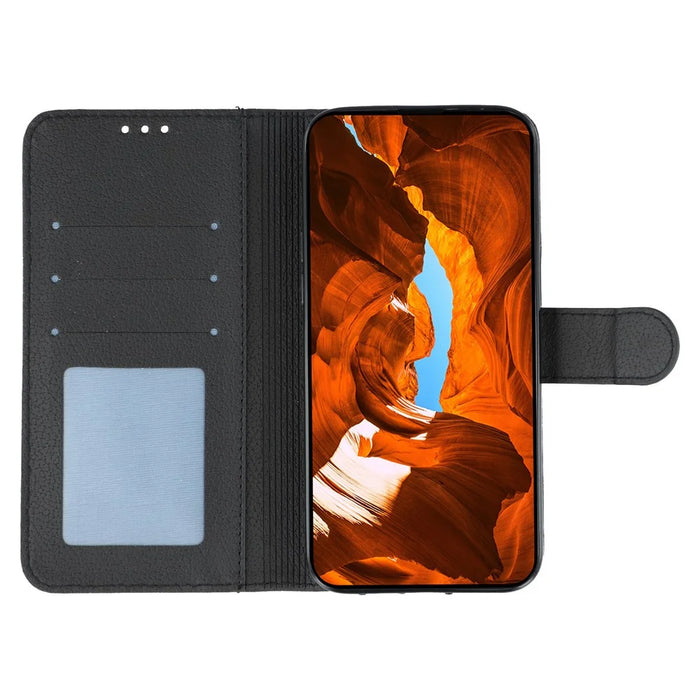 For Samsung Galaxy S26 Case Feather Imprint PU Leather Wallet Phone Cover - Black - 2