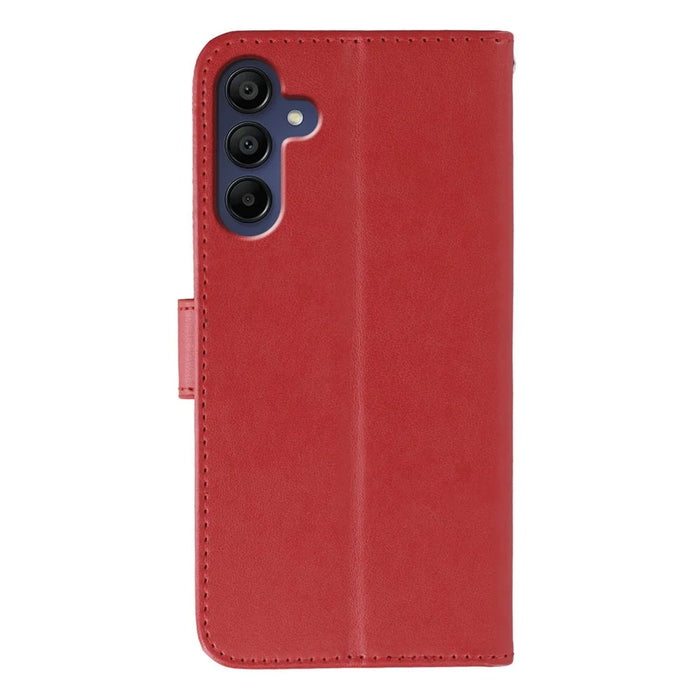 For Samsung Galaxy A27 5G Case PU Leather Flip Wallet Phone Cover with Strap - Red - 5