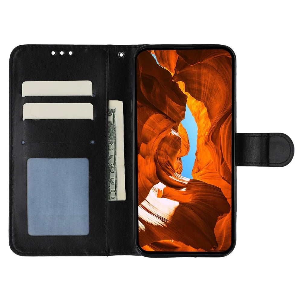 For Samsung Galaxy S26 Ultra Case PU Leather Flip Wallet Phone Cover with Strap - Black - 2