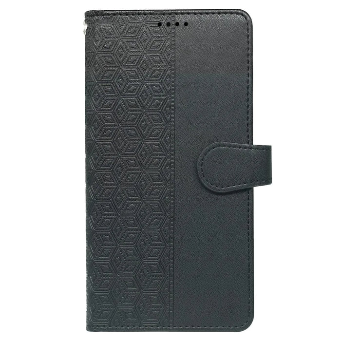 For Samsung Galaxy S26+ Case with 9 Card Slots Checkered Pattern PU Leather Phone Cover - Black - 6
