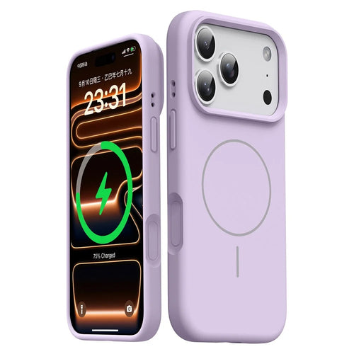 For iPhone 18 Pro / 17 Pro Magnetic Case Skin-Friendly Liquid Silicone + PC Phone Cover Compatible with MagSafe - Purple - 1