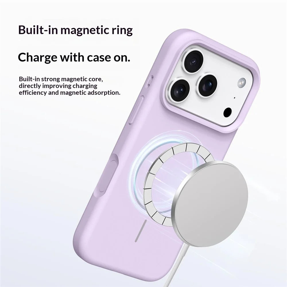 For iPhone 18 Pro / 17 Pro Magnetic Case Skin-Friendly Liquid Silicone + PC Phone Cover Compatible with MagSafe - Purple - 5