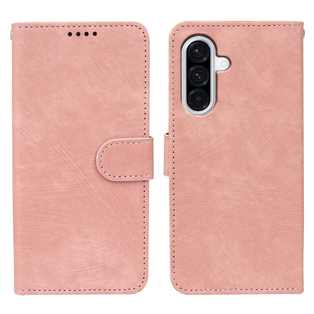For Samsung Galaxy A27 5G Case Flip Wallet Striped Texture Leather Phone Cover - Rose Gold - 1