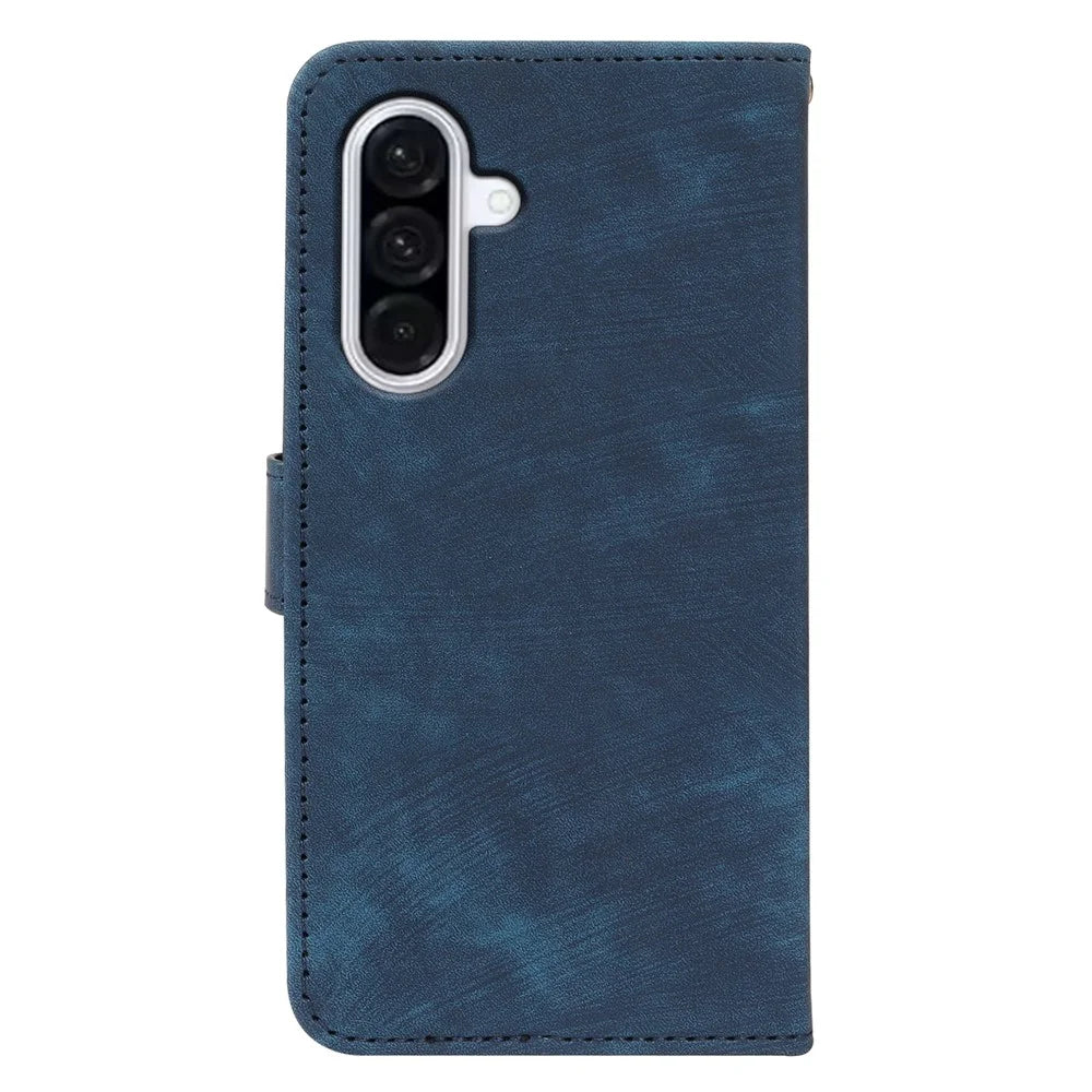 For Samsung Galaxy A37 5G Case Flip Wallet Striped Texture Leather Phone Cover - Blue - 6