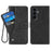 For Samsung Galaxy S26+ Case Retro PU Leather Wallet Phone Cover with Rotating Card Slots Holder - Black - 1