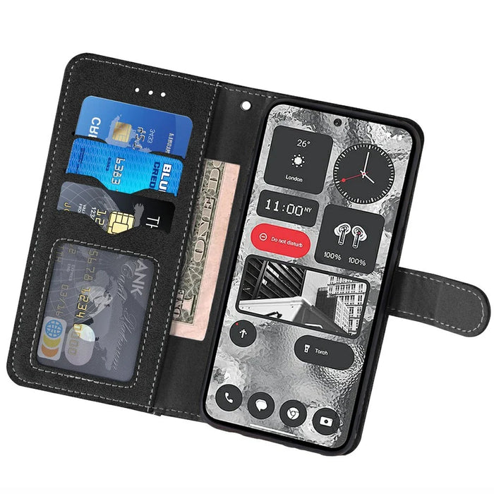 For Samsung Galaxy S26+ Case Retro PU Leather Wallet Phone Cover with Rotating Card Slots Holder - Black - 2