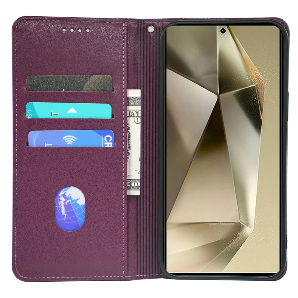 For Samsung Galaxy S26 Ultra Case Four Leaf Clover Leather Flip Phone Cover Stand Wallet - Dark Purple - 2