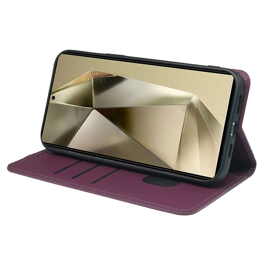 For Samsung Galaxy S26 Ultra Case Four Leaf Clover Leather Flip Phone Cover Stand Wallet - Dark Purple - 3