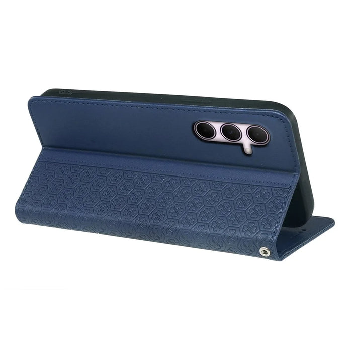 For Samsung Galaxy S26 Case Four Leaf Clover Leather Flip Phone Cover Stand Wallet - Blue - 4