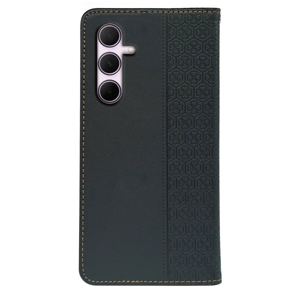 For Samsung Galaxy S26+ Case Four Leaf Clover Leather Flip Phone Cover Stand Wallet - Black - 6