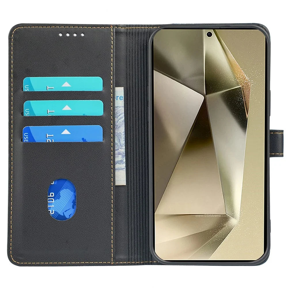 For Samsung Galaxy S26 Ultra Case Magnetic Clasp Four Leaf Clover Leather Phone Cover - Black - 3