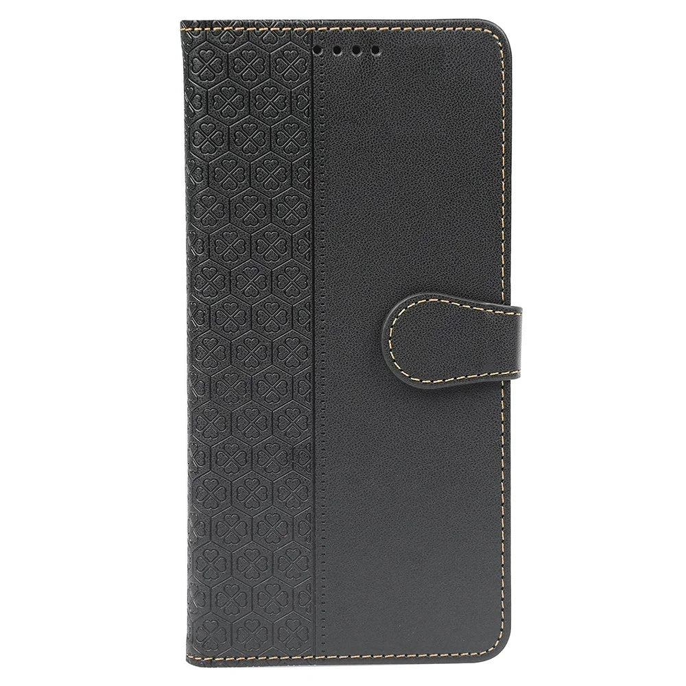 For Samsung Galaxy S26 Ultra Case Magnetic Clasp Four Leaf Clover Leather Phone Cover - Black - 5