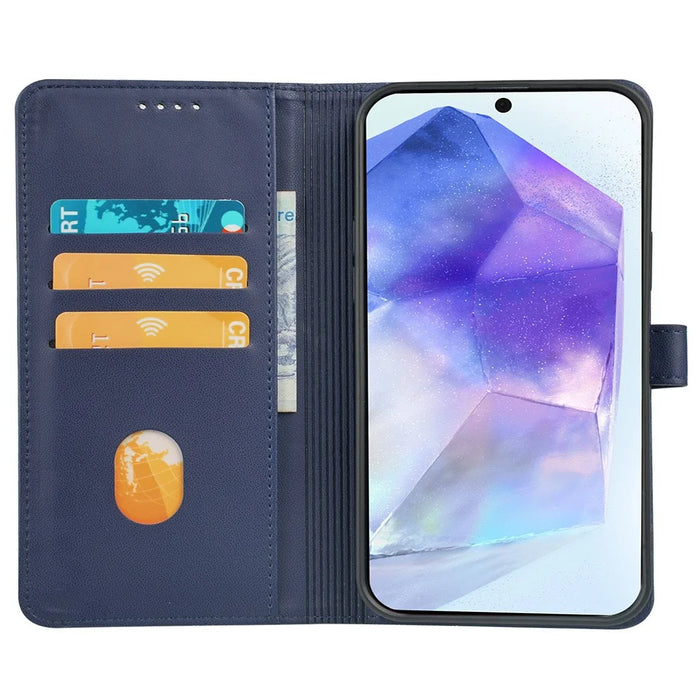 For Samsung Galaxy S26+ Case Magnetic Clasp Four Leaf Clover Leather Phone Cover - Blue - 2