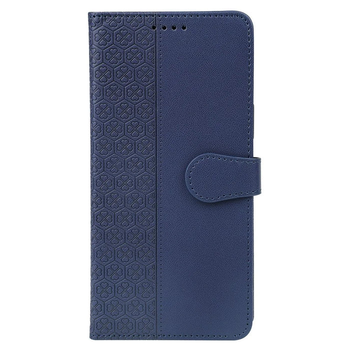 For Samsung Galaxy S26+ Case Magnetic Clasp Four Leaf Clover Leather Phone Cover - Blue - 5